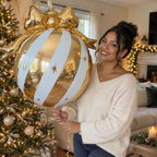 White Gold Christmas Ornament Balloon for Holiday Party, Family Photoshoots