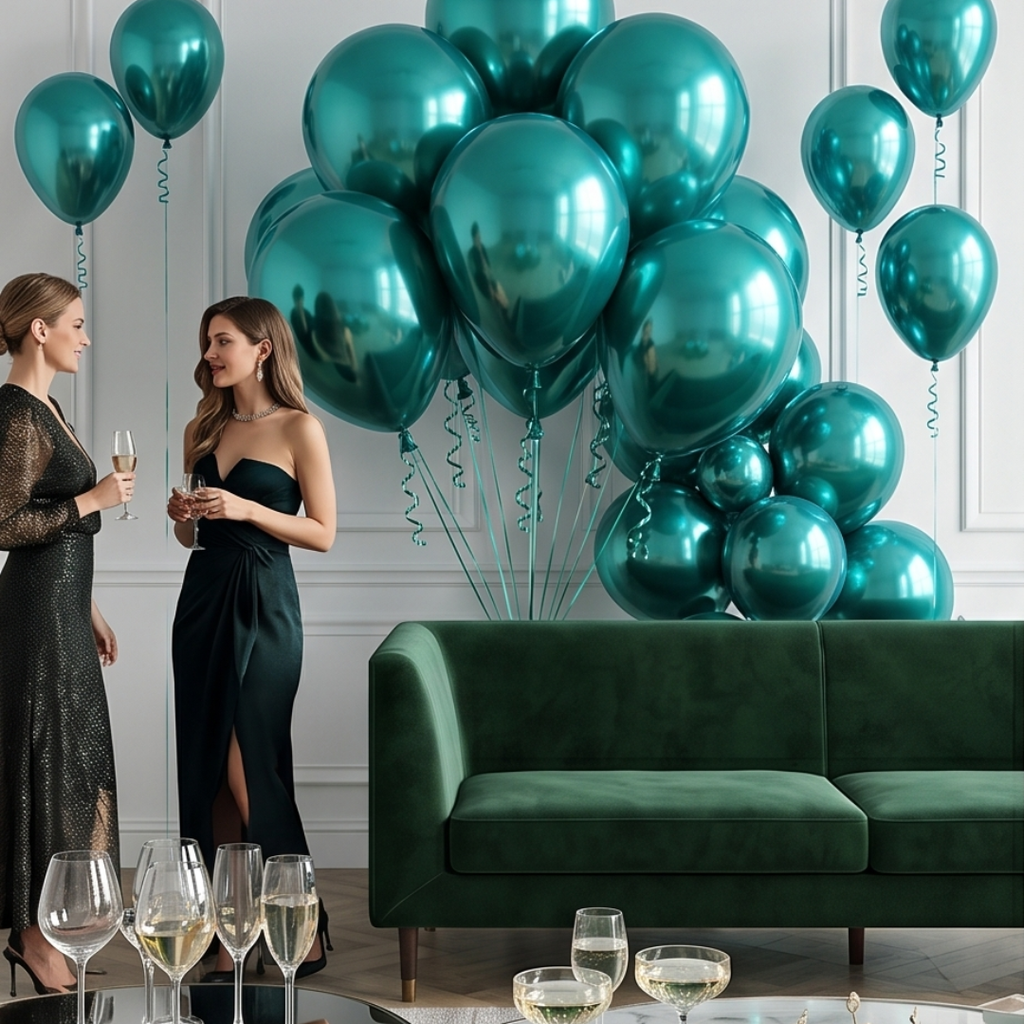 Chrome ICE double layer Teal Blue, Chrome Shiny Thick Latex Helium Balloons for Graduation Garland Arch Kit Corporate Event Wedding Birthday Baby Shower Party Decorations in two sizes 10"/12"