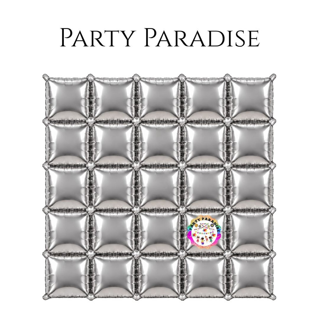 Double-Sided Two-Tone Square Foil Balloons Grid Background Wall for Party 19inch Squares, 25PCS