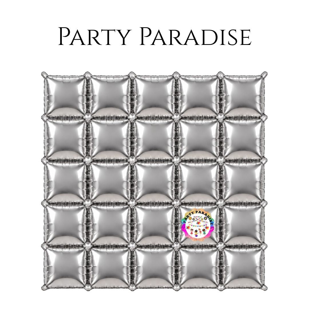 Double-Sided Two-Tone Square Foil Balloons Grid Background Wall for Party 19inch Squares, 25PCS
