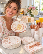 White and Rose Gold Party Tableware Sets 80pcs for Birthday