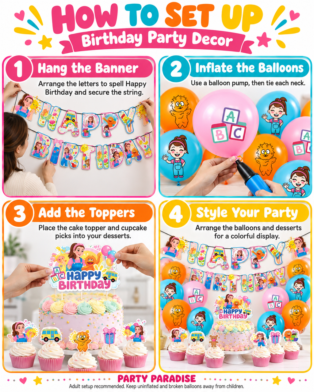 English Teacher Birthday Party Balloon Decoration for Kids Birthday including Banner, Cake topper, Balloons Cupcake Toppers 41pcs