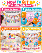 English Teacher Birthday Party Balloon Decoration for Kids Birthday including Banner, Cake topper, Balloons Cupcake Toppers 41pcs