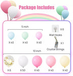 Macaron Pastel Color Rainbow Balloon Garland Kit 304 pcs for Birthdays Backyard Princess Party