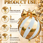 White Gold Christmas Ornament Balloon for Holiday Party, Family Photoshoots