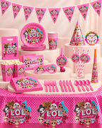 LOL Surprise Doll Tableware 136pc for Kids Birthday Party