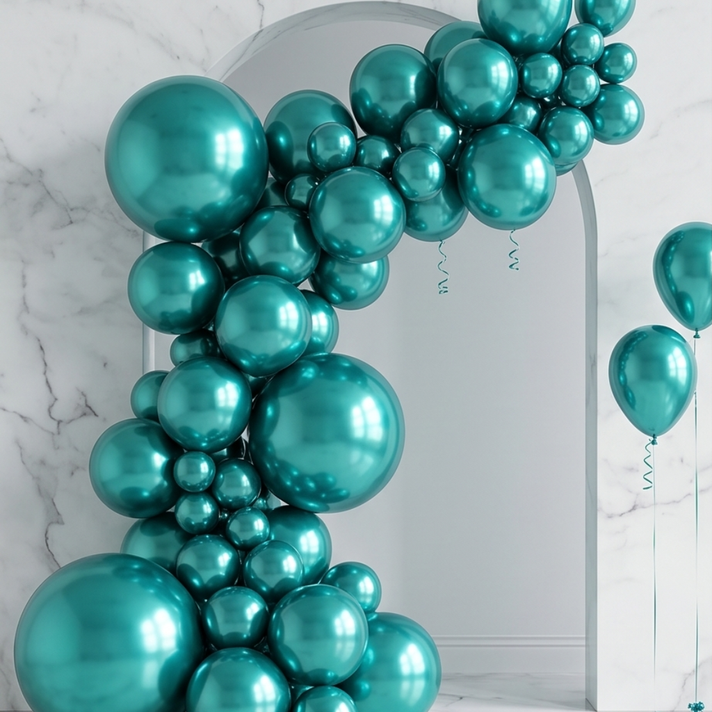 Chrome ICE double layer Teal Blue, Chrome Shiny Thick Latex Helium Balloons for Graduation Garland Arch Kit Corporate Event Wedding Birthday Baby Shower Party Decorations in two sizes 10"/12"