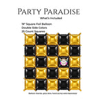 Double-Sided Two-Tone Square Foil Balloons Grid Background Wall for Party 19inch Squares, 25PCS