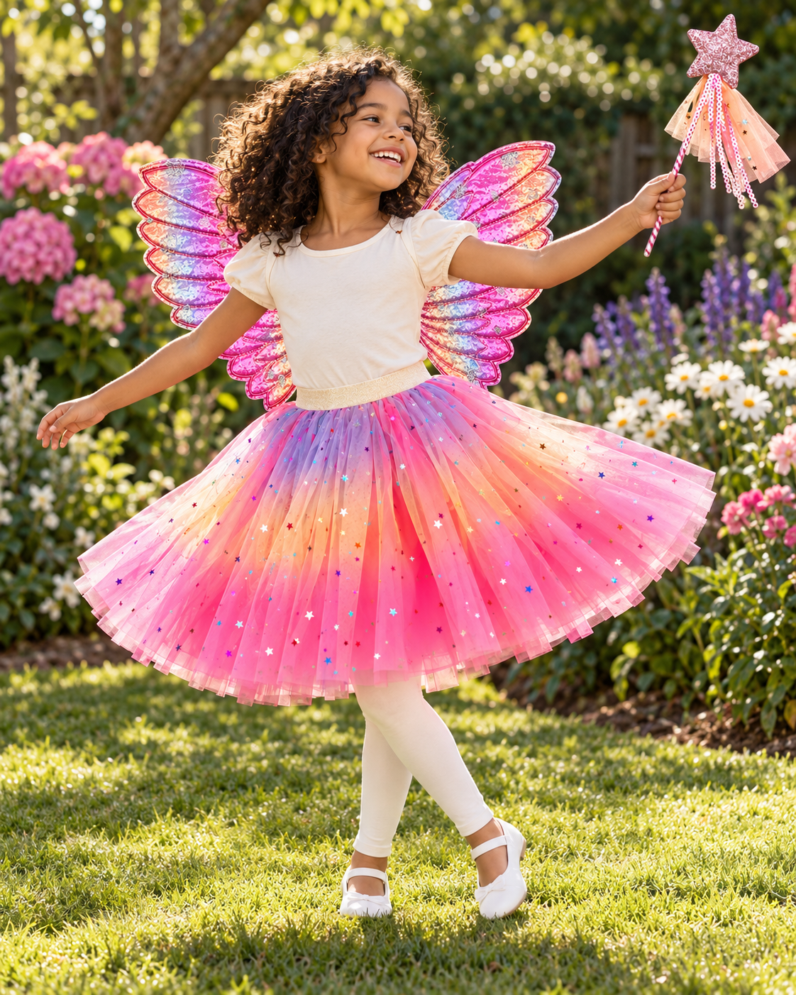Girls Ombre Glitter Tutu with wings 3pcs set for birthday, costume or cosplay