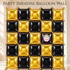 Double-Sided Two-Tone Square Foil Balloons Grid Background Wall for Party 19inch Squares, 25PCS
