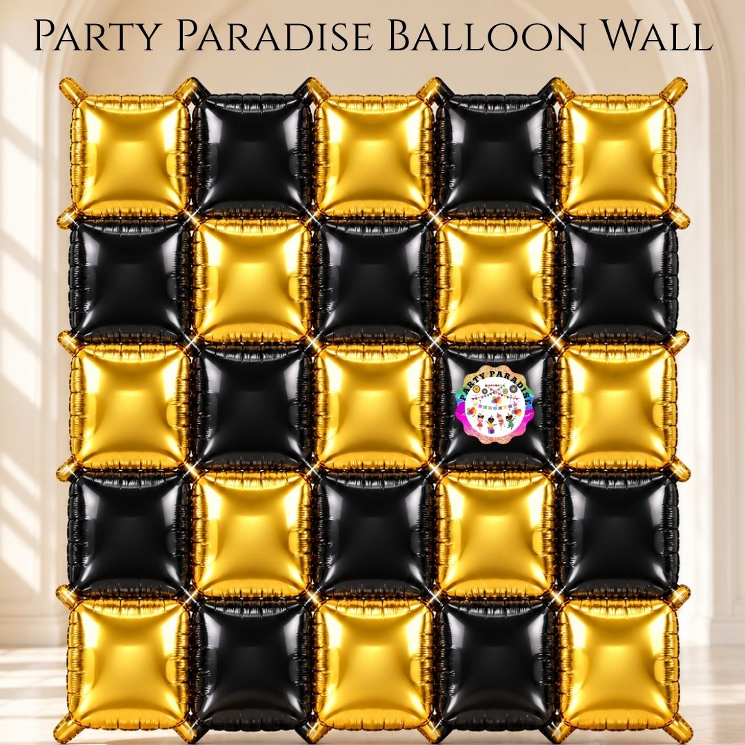 Double-Sided Two-Tone Square Foil Balloons Grid Background Wall for Party 19inch Squares, 25PCS
