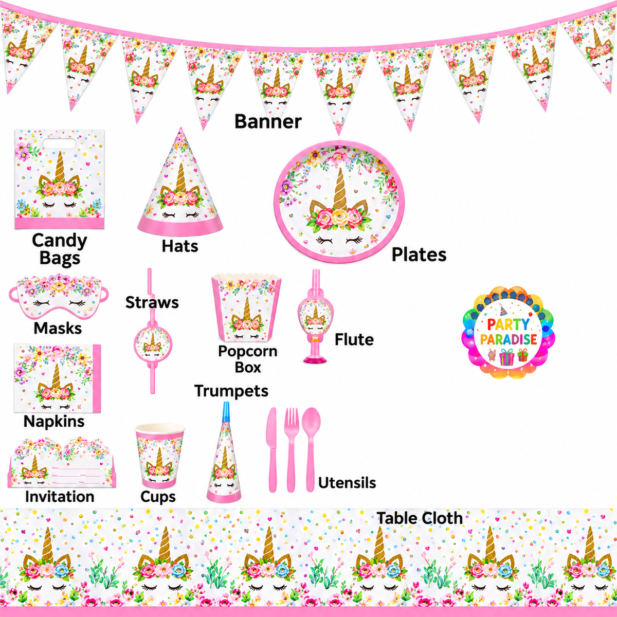 Unicorn Themed Party Set 136 pcs Main image