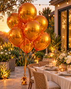Party Paradise Store Chrom Ice Double Layer Balloons in Golden Orange, High Shine Chrom Finish