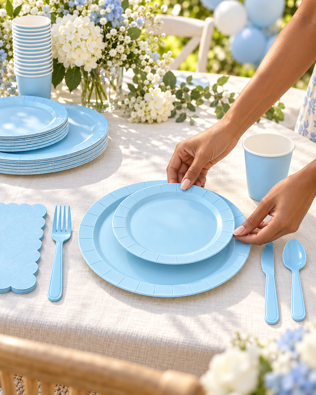161 PCS Light Blue Dinner Party Tableware Set for birthdays, weddings celebrations