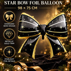 Black Gold Bow Christmas Balloon for Holiday Party, Family Photoshoot