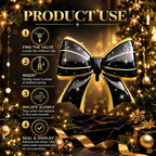 Black Gold Bow Christmas Balloon for Holiday Party, Family Photoshoot
