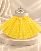 Girls Glitter tutu and matching tiara 2pc set "yellow"