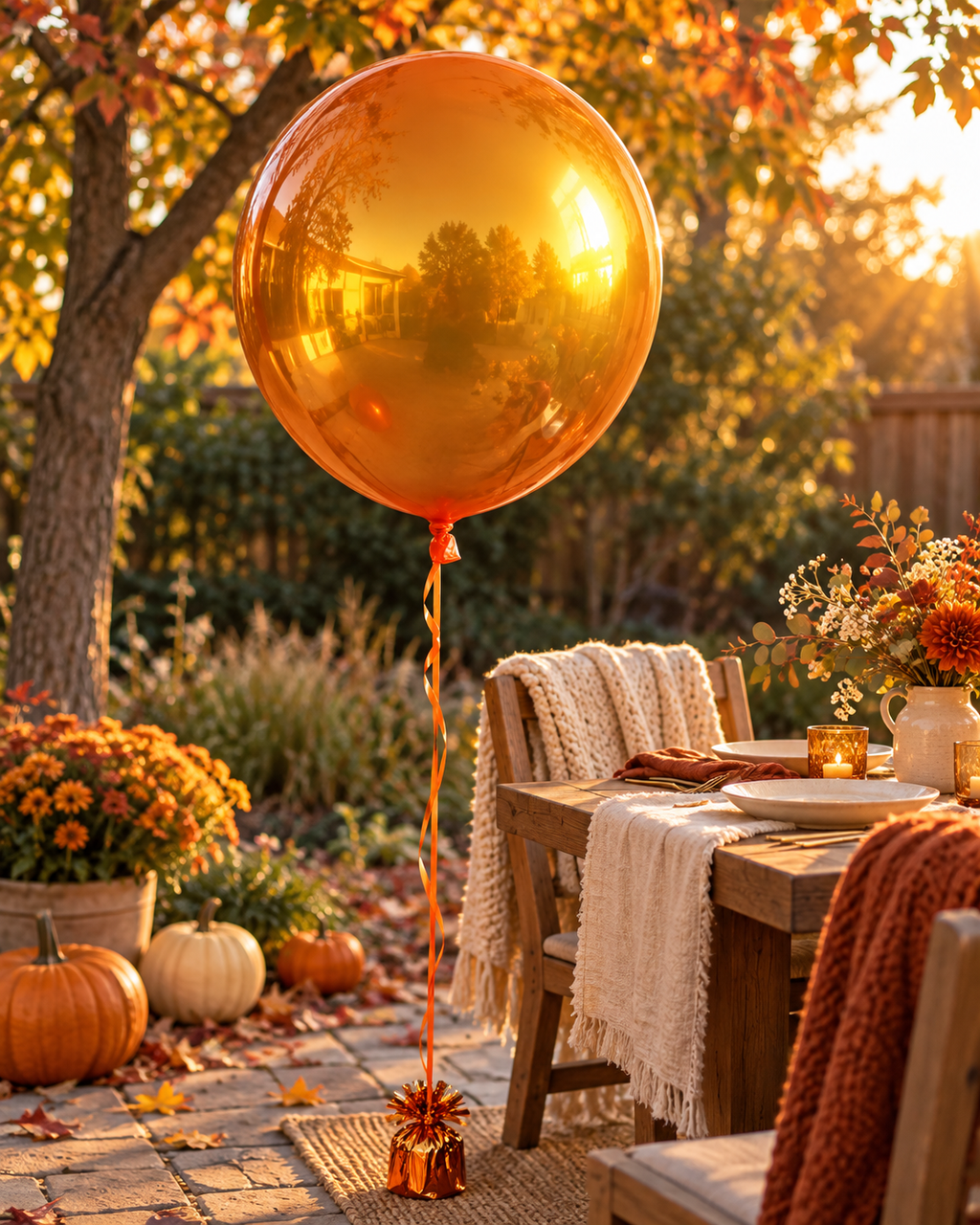 Party Paradise Store Chrom Ice Double Layer Balloons in Golden Orange, High Shine Chrom Finish