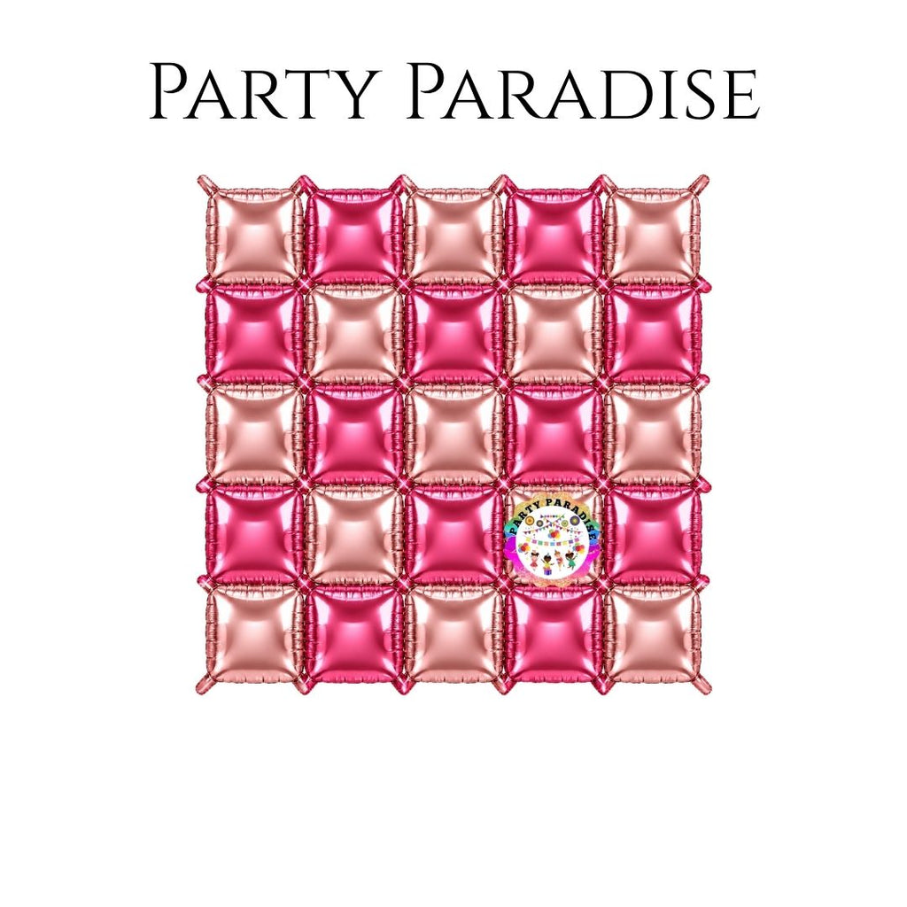 Double-Sided Two-Tone Square Foil Balloons Grid Background Wall for Party 19inch Squares, 25PCS