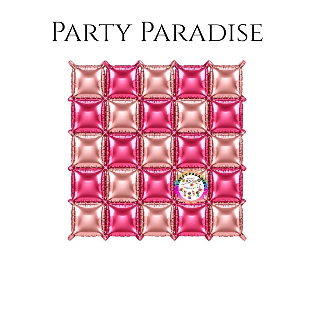 Double-Sided Two-Tone Square Foil Balloons Grid Background Wall for Party 19inch Squares, 25PCS