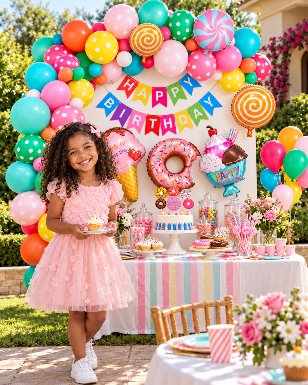 Doughnut Lollipop Party Balloon Garland Kit 102 pcs For Kids Birthday Party