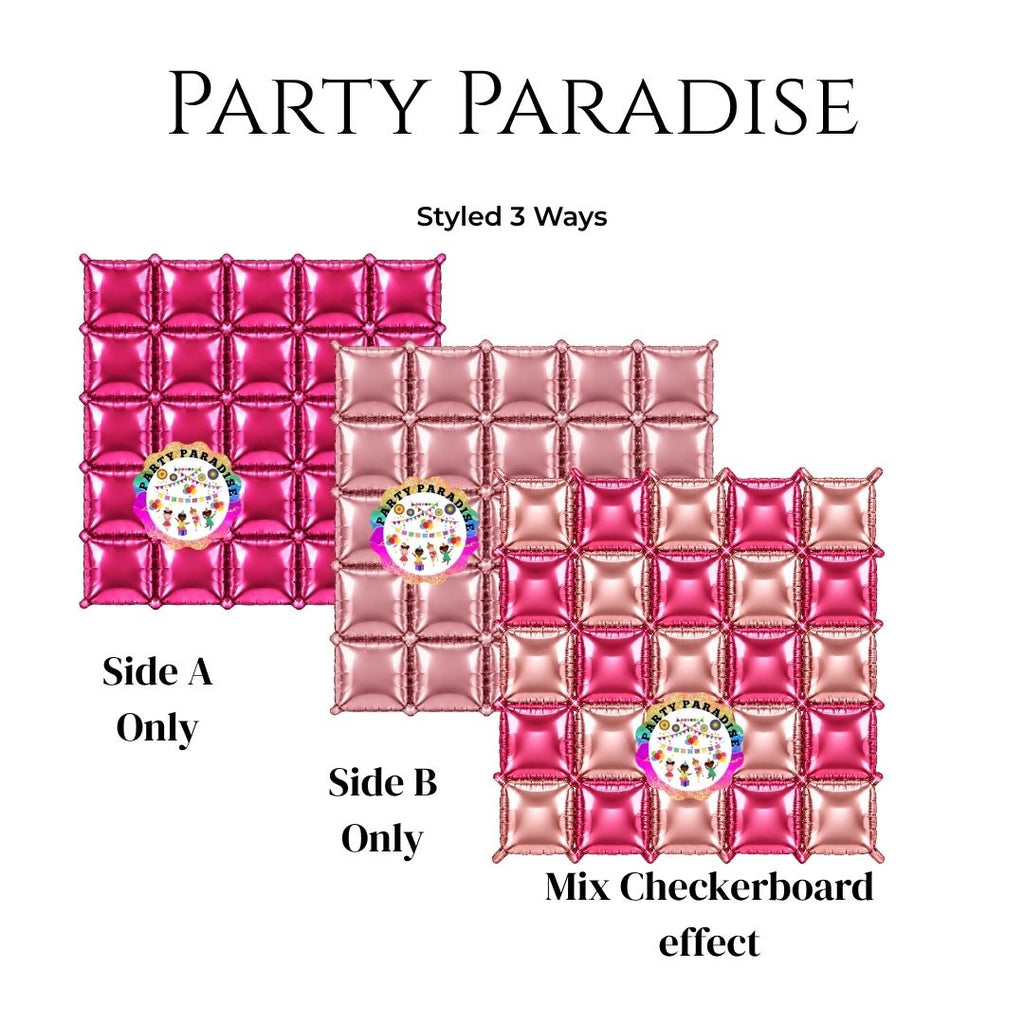 Double-Sided Two-Tone Square Foil Balloons Grid Background Wall for Party 19inch Squares, 25PCS