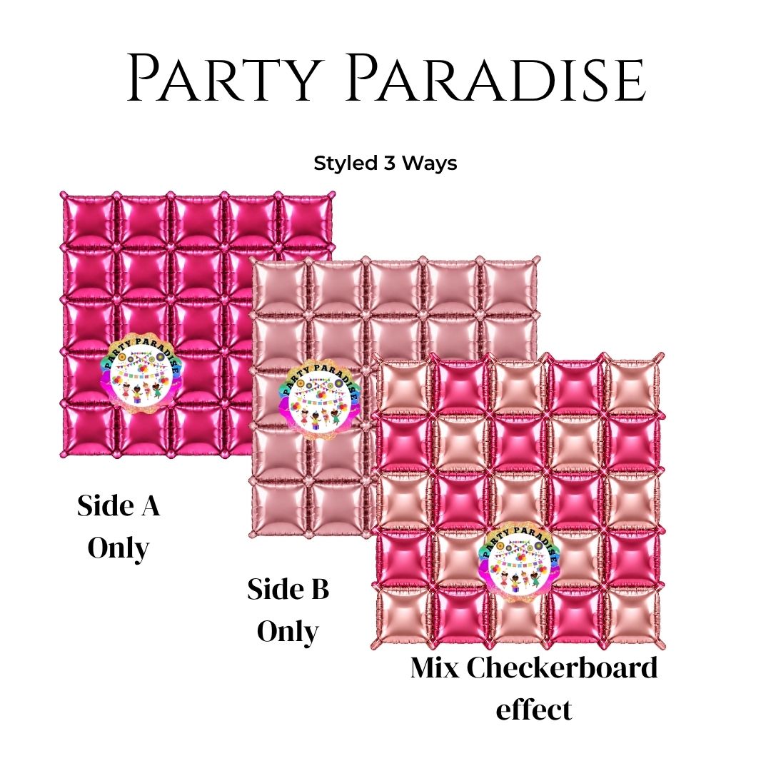 Double-Sided Two-Tone Square Foil Balloons Grid Background Wall for Party 19inch Squares, 25PCS