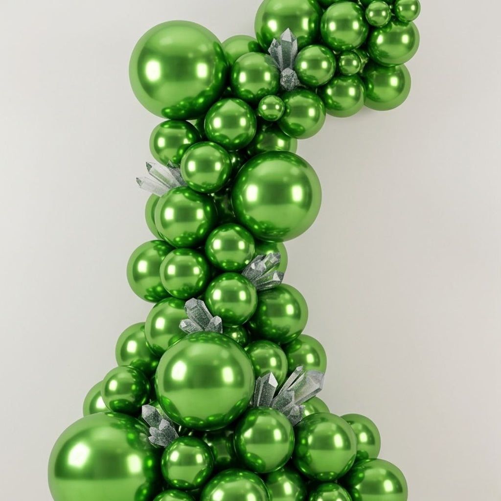 Chrome ICE double layer in Fruit Green, Chrome Latex Helium Balloons for Graduation Garland Arch Kit Corporate Event Wedding Birthday Baby Shower Party Decorations in two sizes 10"/12"