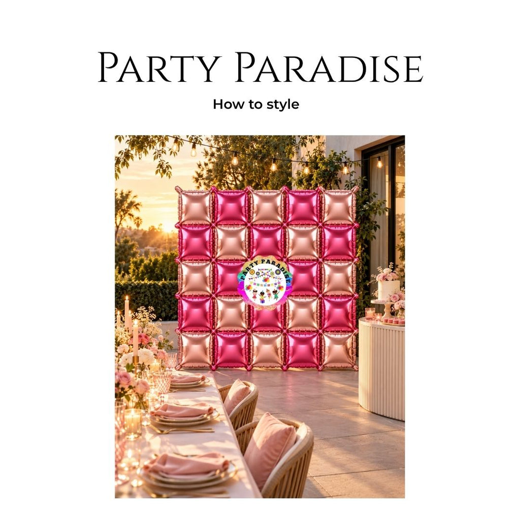 Double-Sided Two-Tone Square Foil Balloons Grid Background Wall for Party 19inch Squares, 25PCS