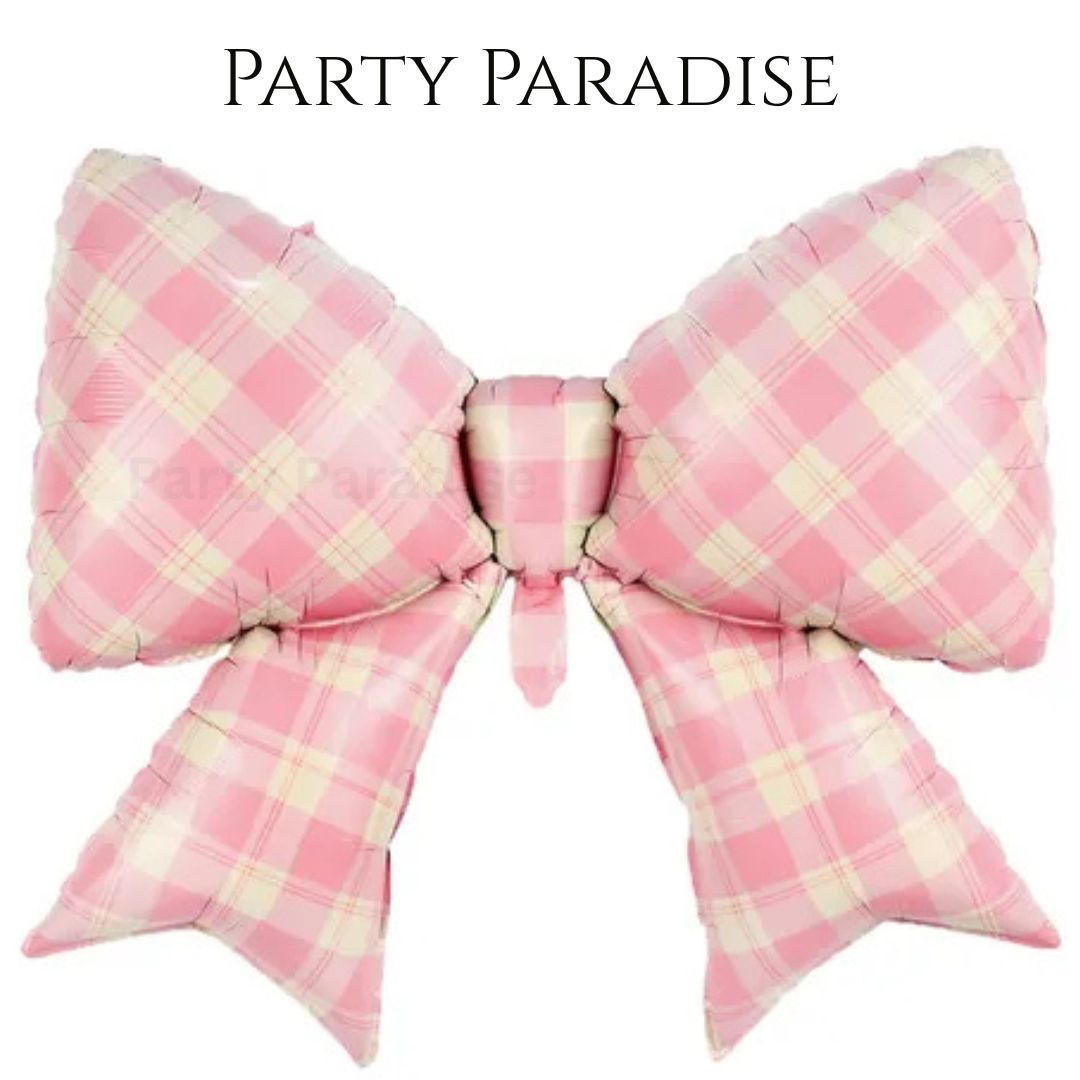 Pink Plaid Bow for Birthdays, Baby Shoers Size 36.6 inches x 29 inches