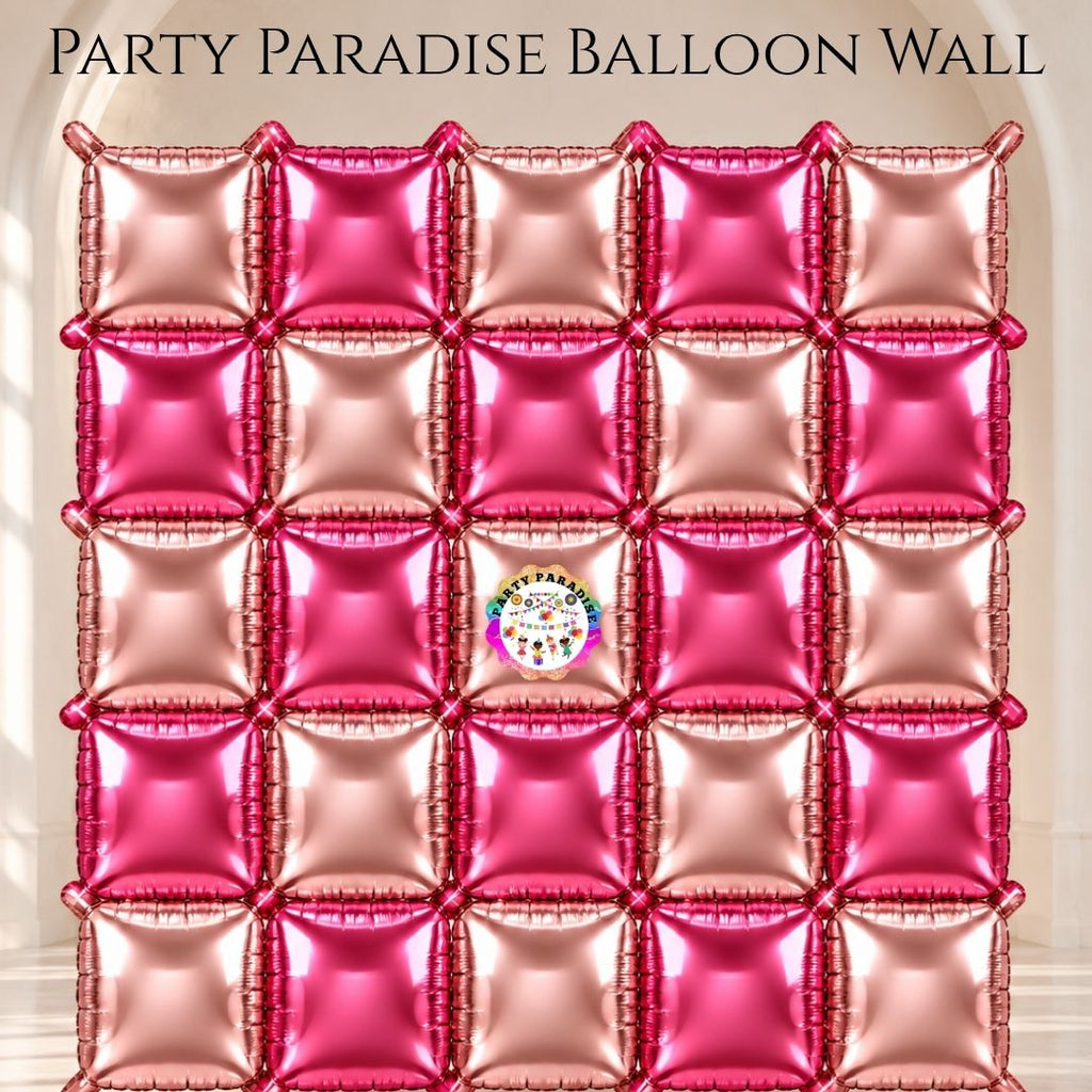 Double-Sided Two-Tone Square Foil Balloons Grid Background Wall for Party 19inch Squares, 25PCS