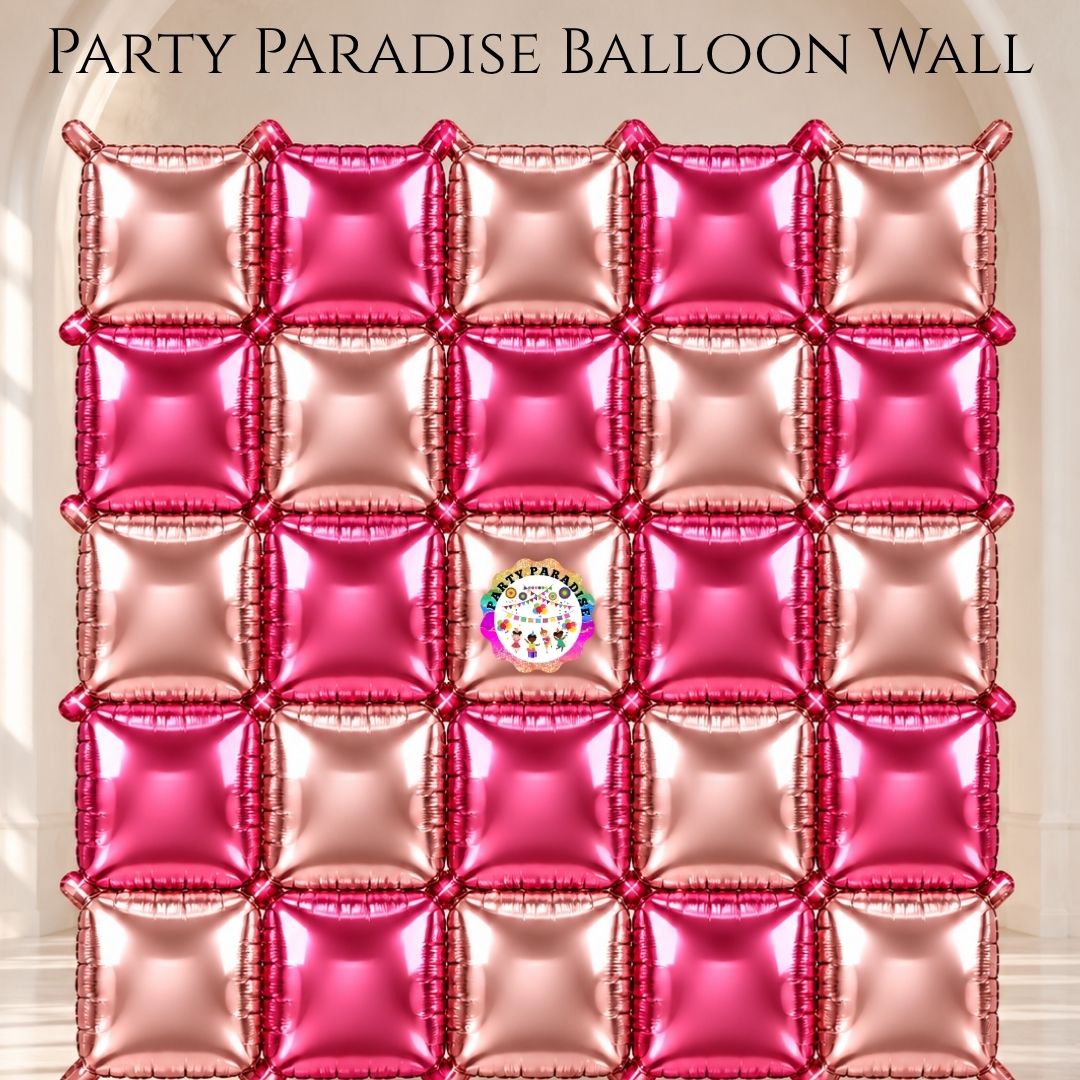 Double-Sided Two-Tone Square Foil Balloons Grid Background Wall for Party 19inch Squares, 25PCS