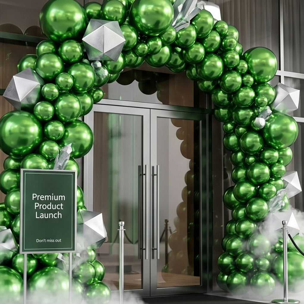 Chrome ICE double layer in Fruit Green, Chrome Latex Helium Balloons for Graduation Garland Arch Kit Corporate Event Wedding Birthday Baby Shower Party Decorations in two sizes 10"/12"
