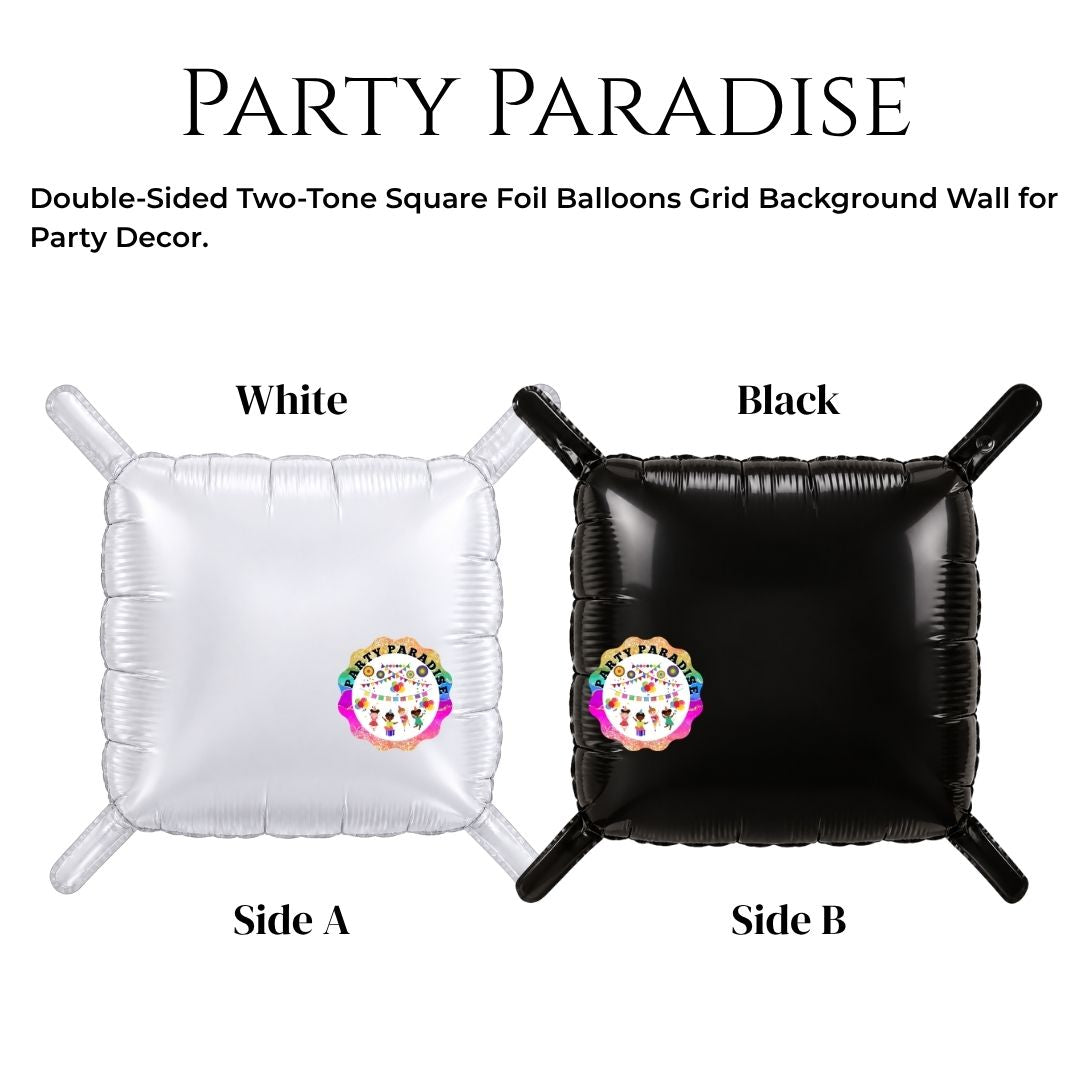 Double-Sided Two-Tone Square Foil Balloons Grid Background Wall for Party 19inch Squares, 25PCS Main image