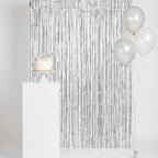 2 Pack 3.3x7.05 Feet Silver Foil Fringe Backdrop Curtains, Tinsel Streamers, Fringe Backdrop for 2026 New Years Eve, Graduation, Birthday, Baby Shower, Gender Reveal, Disco Party