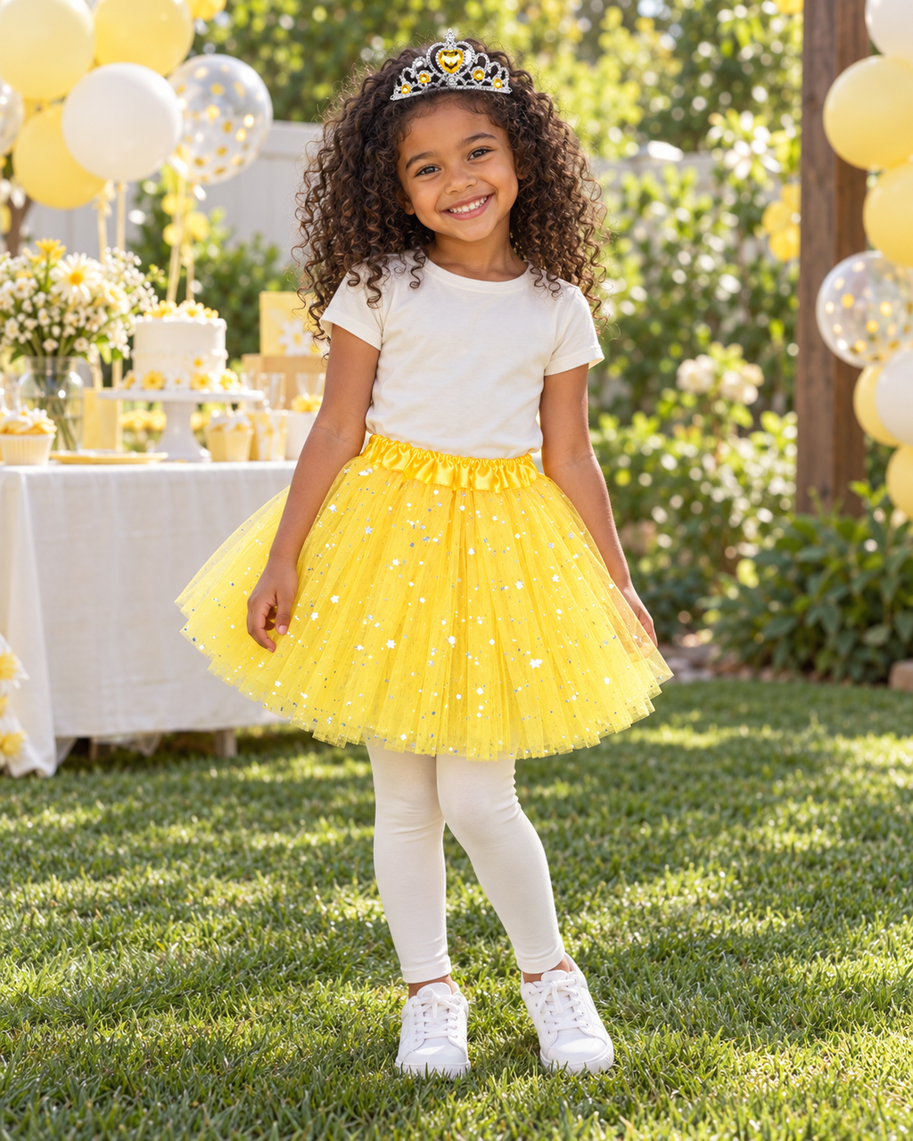 Girls Glitter tutu and matching tiara 2pc set "yellow"