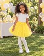 Girls Glitter tutu and matching tiara 2pc set "yellow"