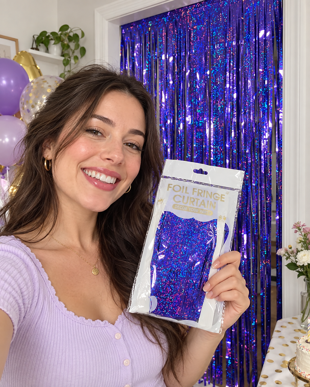 Purple Holographic Fringe Backdrop