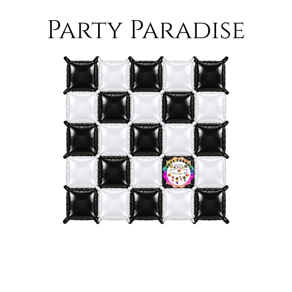 Double-Sided Two-Tone Square Foil Balloons Grid Background Wall for Party 19inch Squares, 25PCS