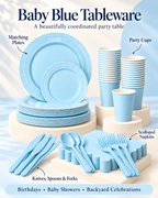 161 PCS Light Blue Dinner Party Tableware Set for birthdays, weddings celebrations