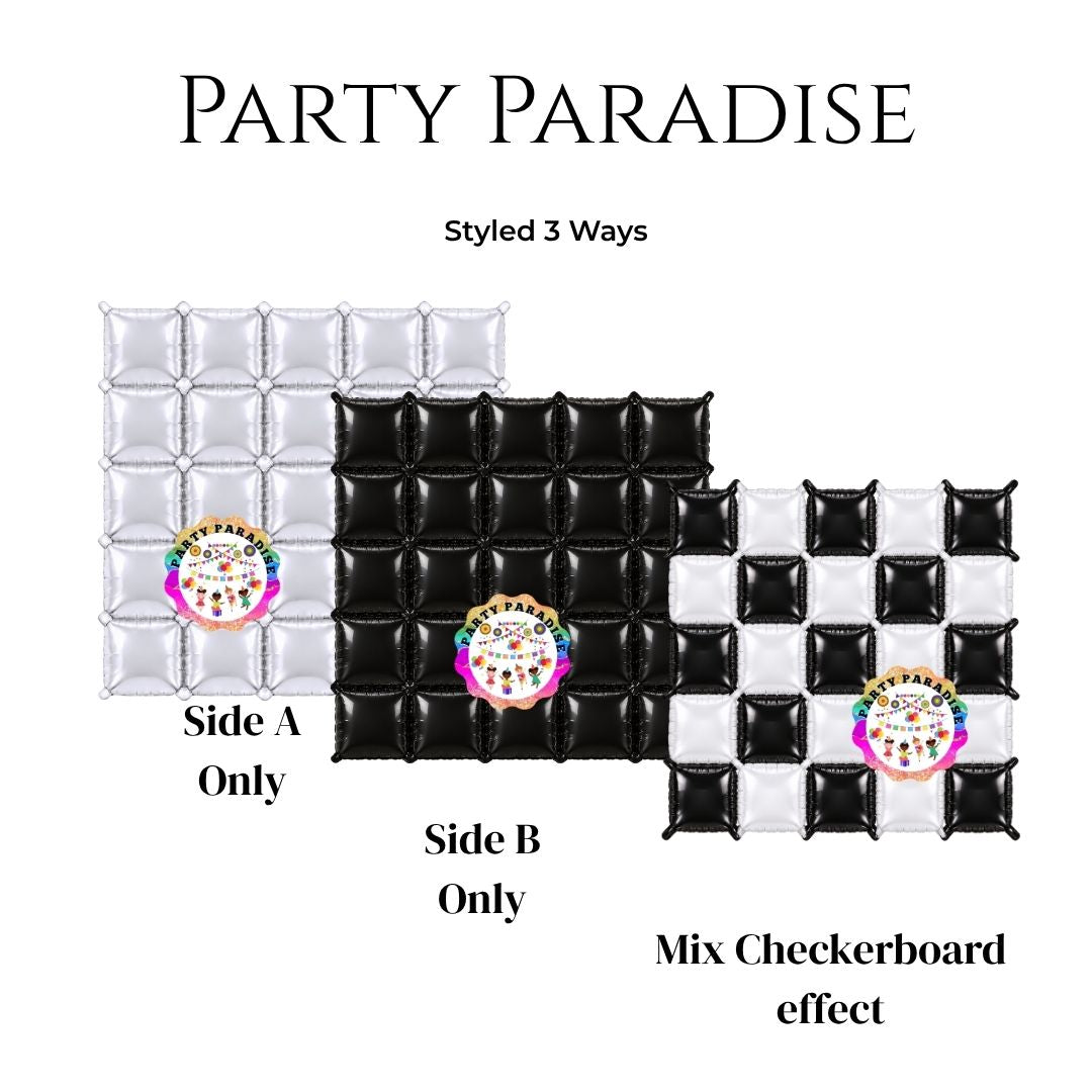 Double-Sided Two-Tone Square Foil Balloons Grid Background Wall for Party 19inch Squares, 25PCS