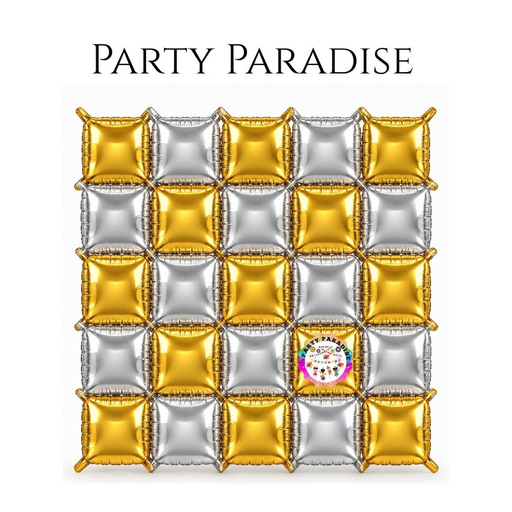 Double-Sided Two-Tone Square Foil Balloons Grid Background Wall for Party 19inch Squares, 25PCS