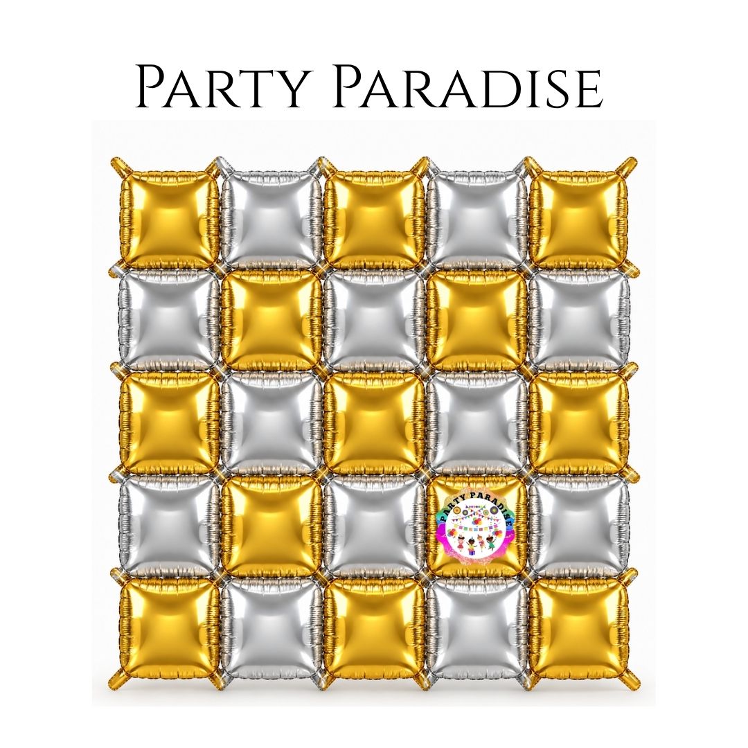 Double-Sided Two-Tone Square Foil Balloons Grid Background Wall for Party 19inch Squares, 25PCS