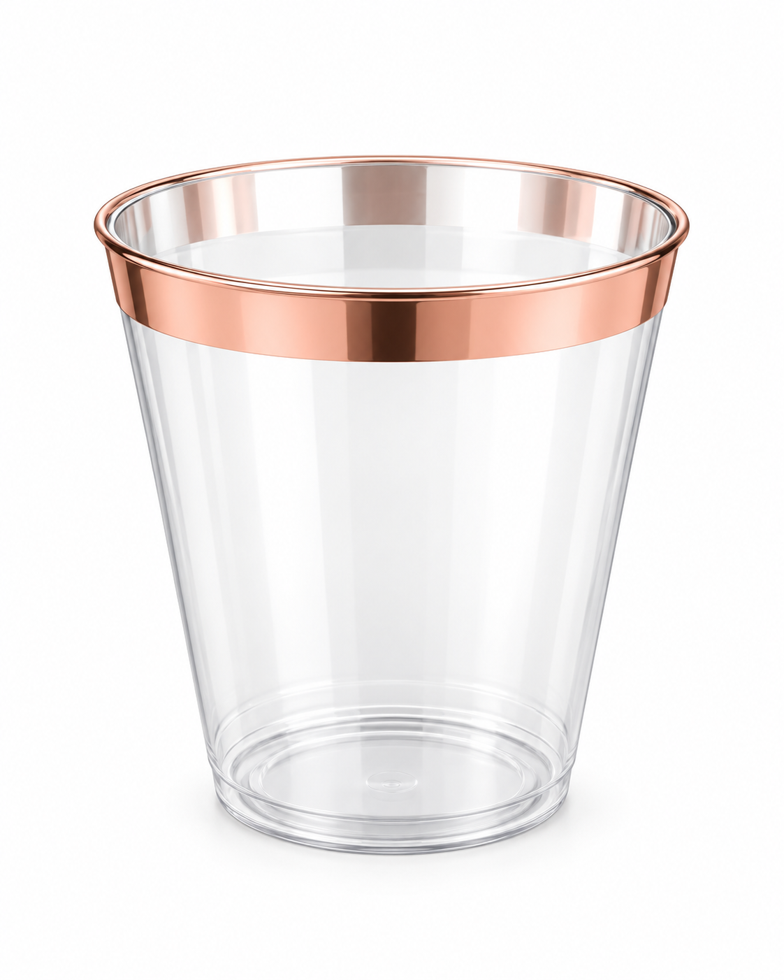 Rose Gold Rimmed Transparent Plastic Cup Single Wall Disposable Champagne Glass 9 oz for Party Wedding 20 PCS