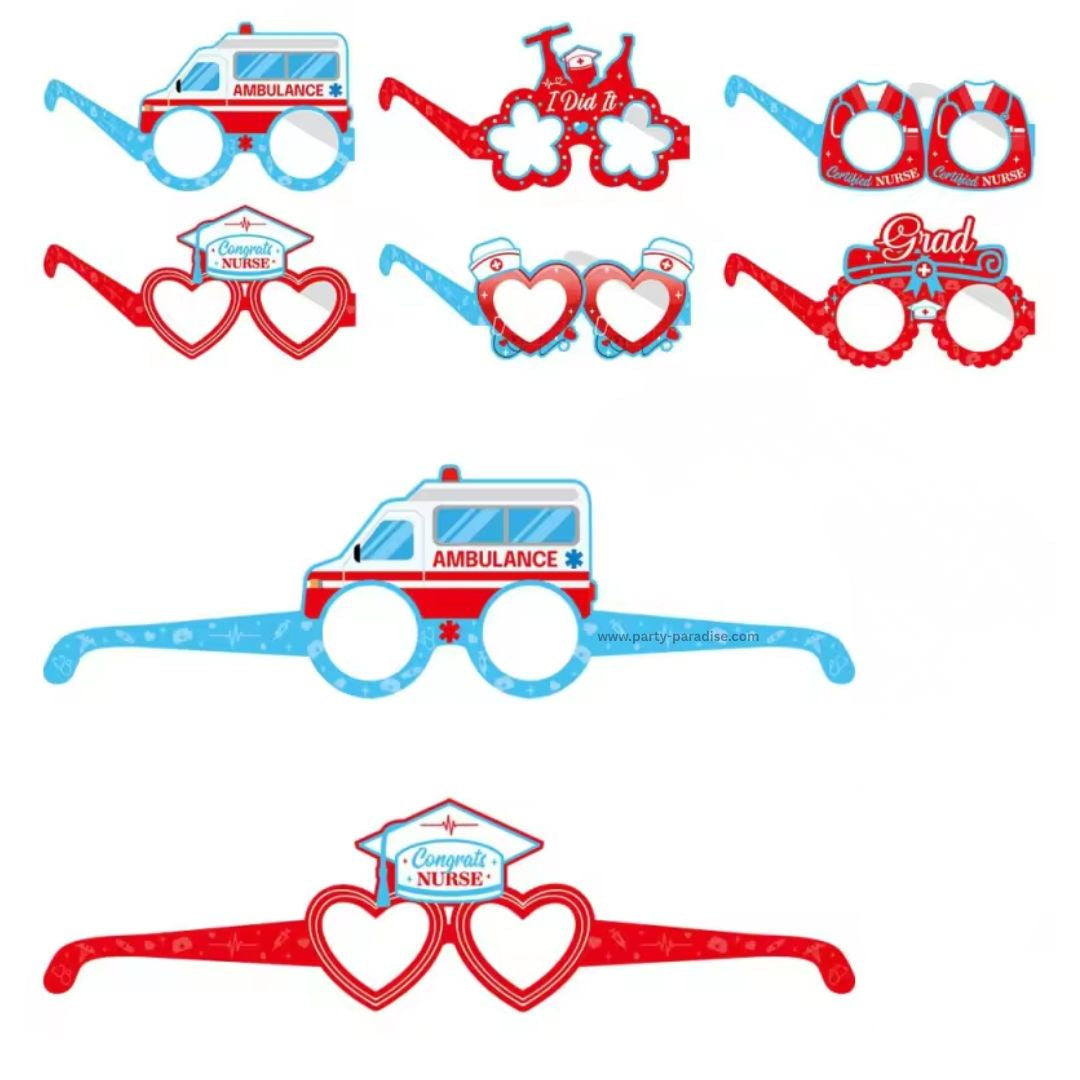 Healthcare themed paper glasses 6pcs Main image
