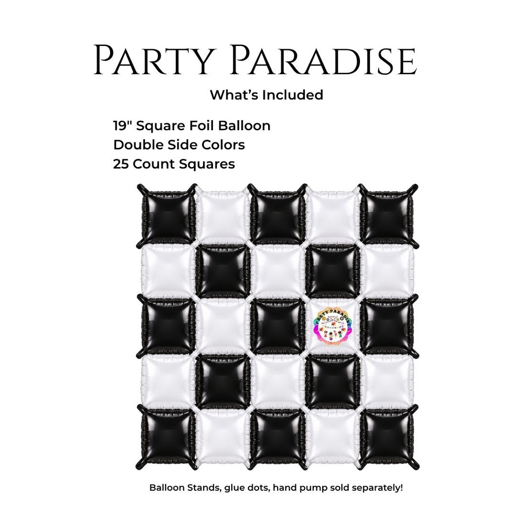 Double-Sided Two-Tone Square Foil Balloons Grid Background Wall for Party 19inch Squares, 25PCS