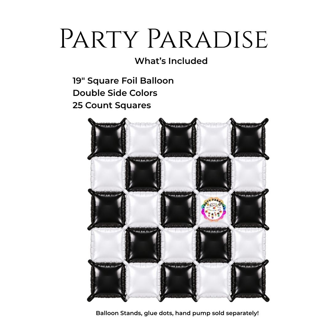 Double-Sided Two-Tone Square Foil Balloons Grid Background Wall for Party 19inch Squares, 25PCS