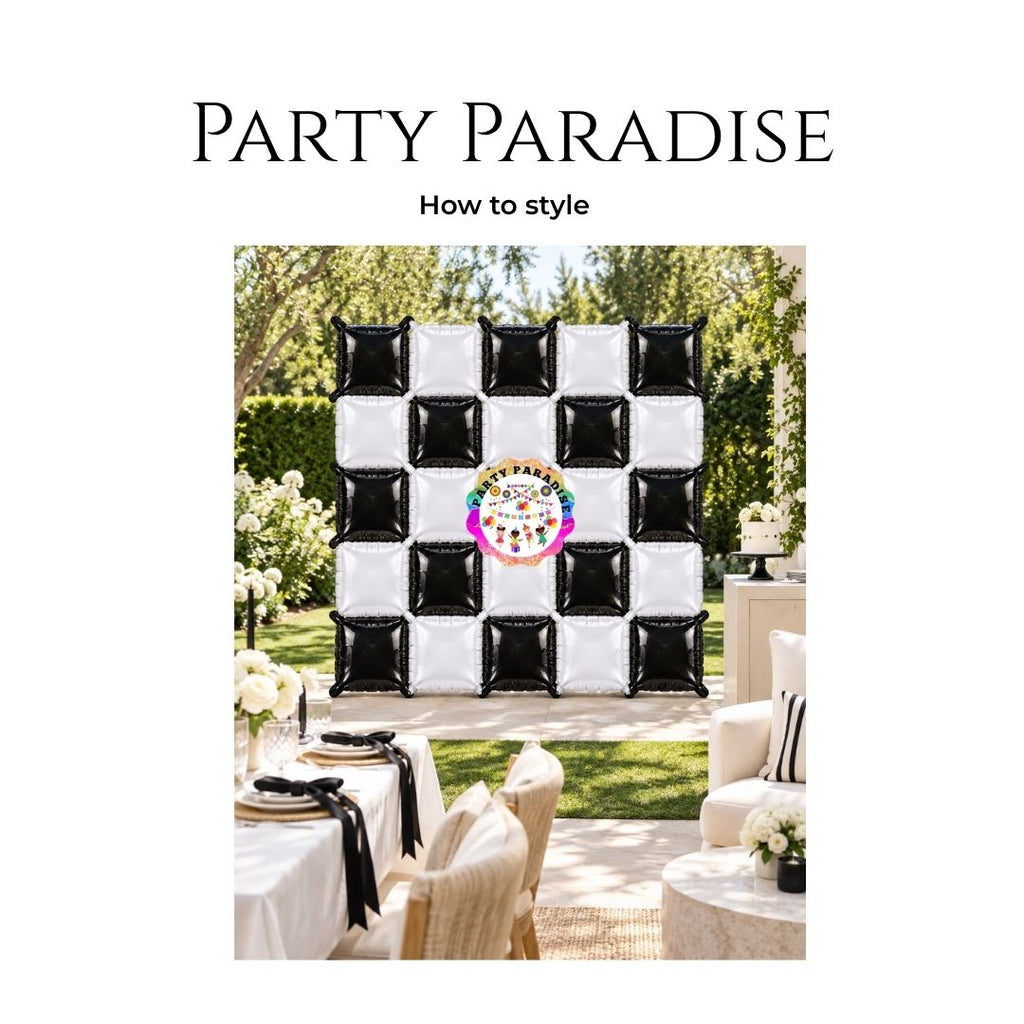 Double-Sided Two-Tone Square Foil Balloons Grid Background Wall for Party 19inch Squares, 25PCS