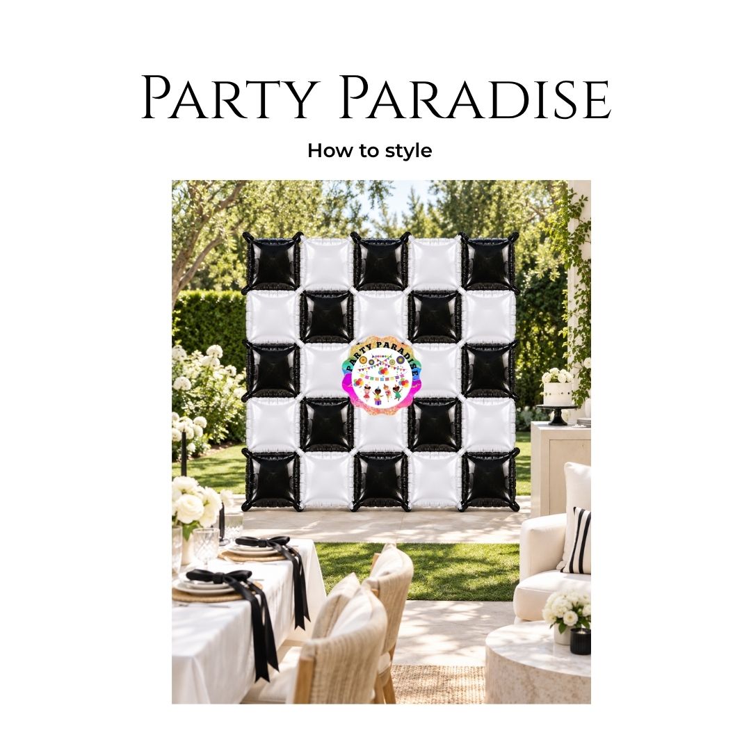 Double-Sided Two-Tone Square Foil Balloons Grid Background Wall for Party 19inch Squares, 25PCS