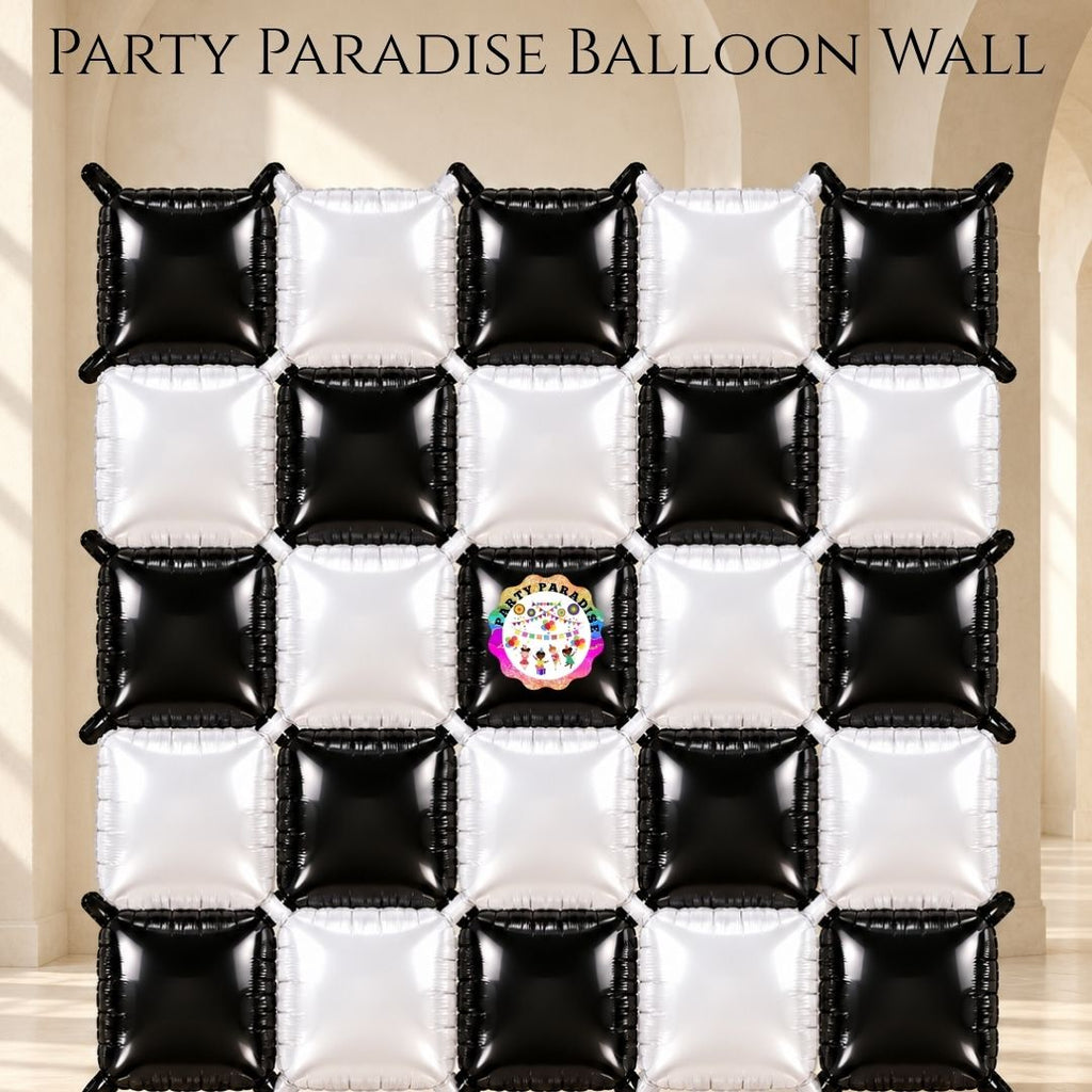 Double-Sided Two-Tone Square Foil Balloons Grid Background Wall for Party 19inch Squares, 25PCS